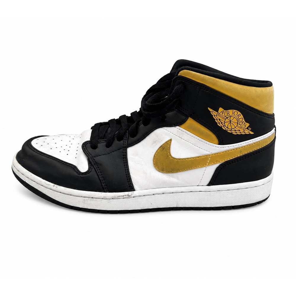 Nike Air Jordan 1 Mid SE Pollen Men 11.5 Black Gold White Sneakers Basketball